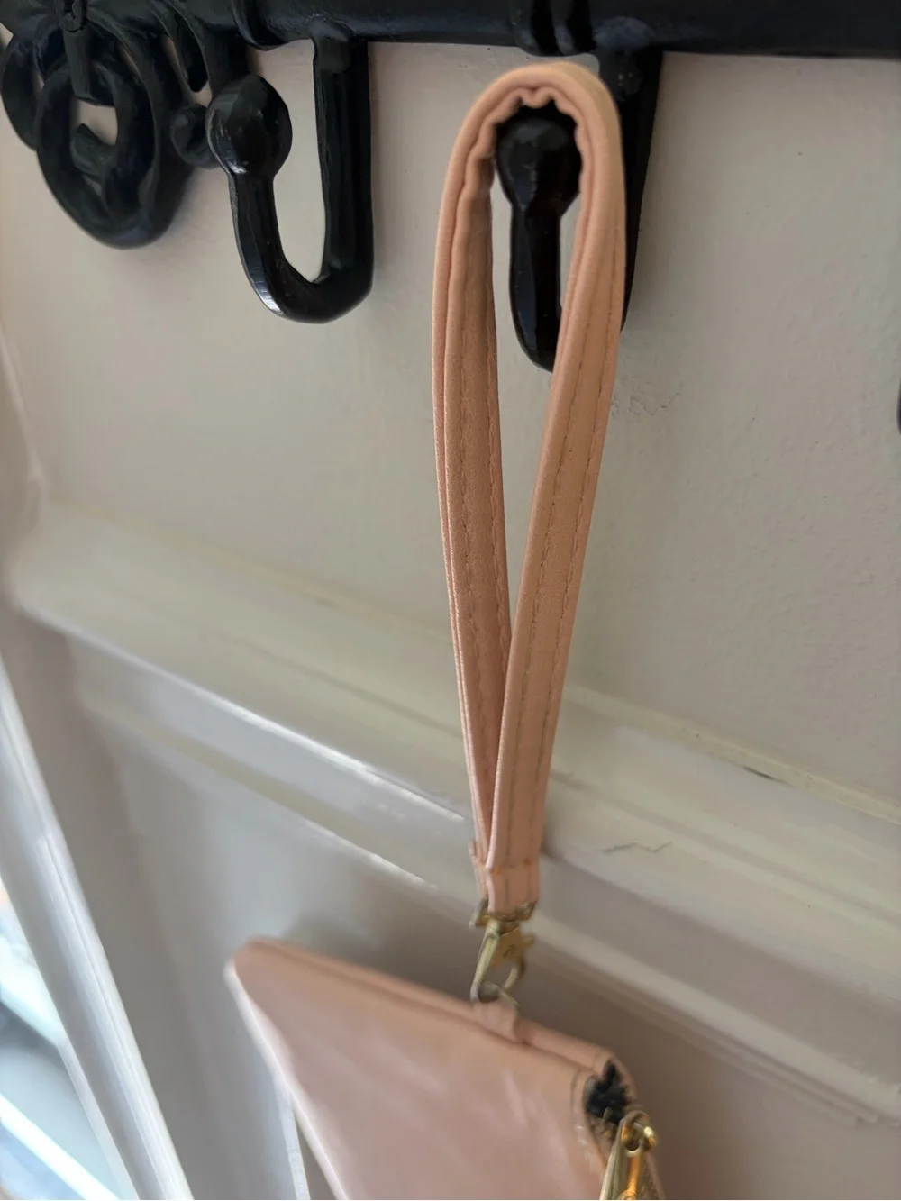 Adrienne Vittadini Blush Wristlet Clutch Vegan Leather Charging Port Included